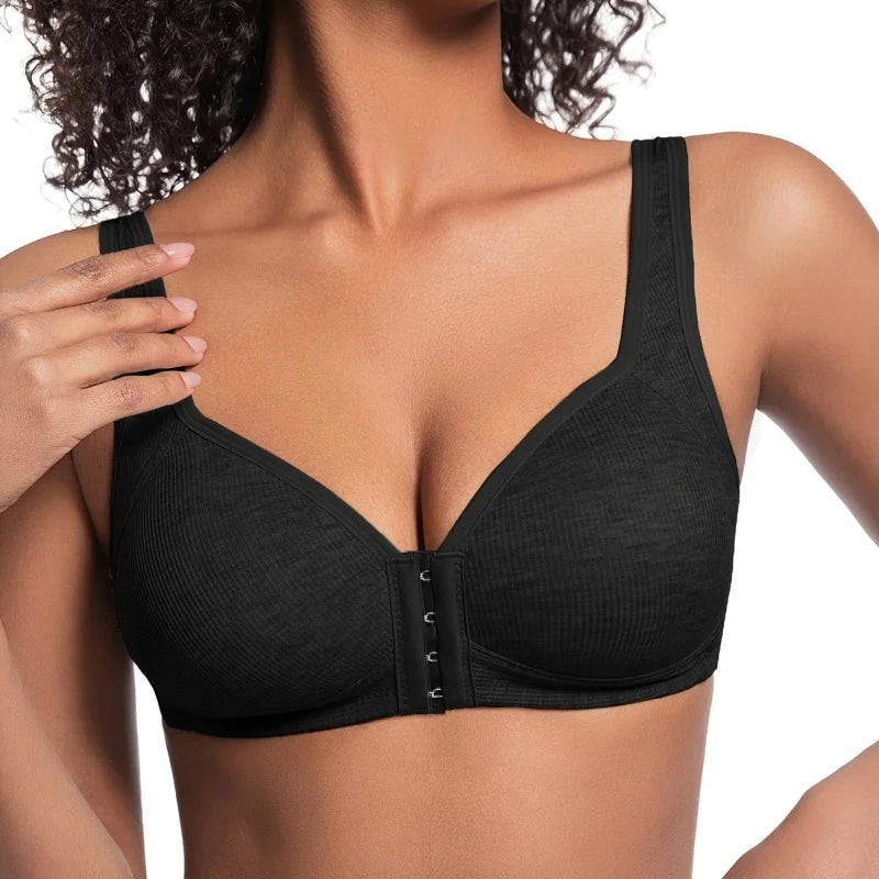 4 Pieces of Elegant Seamless Push-Up Bras for Women Front-closure design, breathable nylon material