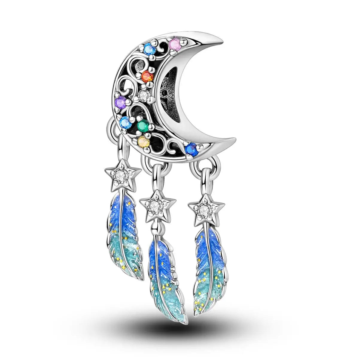 Original Charms 925 Silver Plated Bee Moon Star Pendant Fit Bracelet Making For Woman Fashion Jewelry