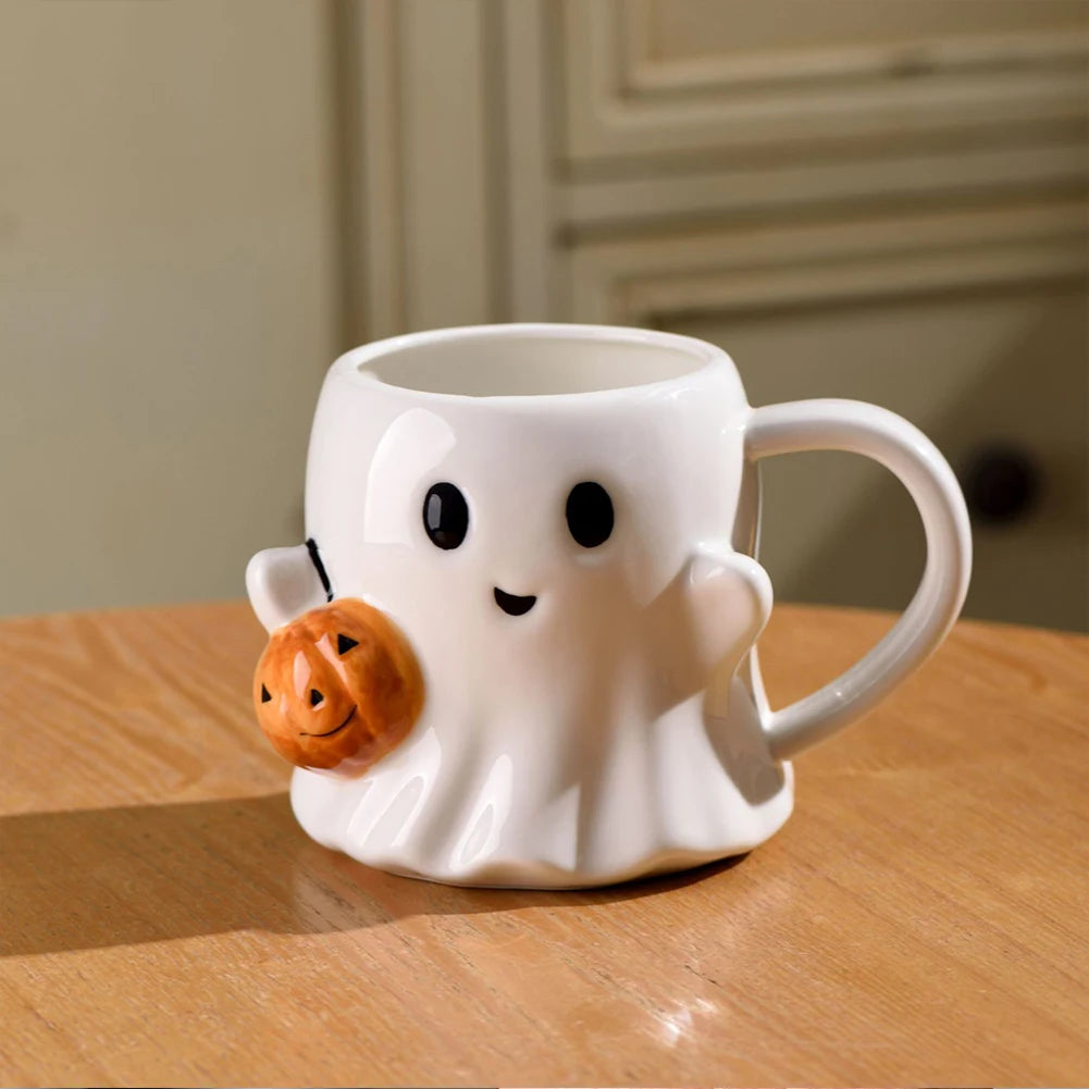 Halloween Ghost Coffee Mug Cute Cartoon Ghost Mug Ghost Shaped Mug Halloween Novelty Gift for Your Loved Ones