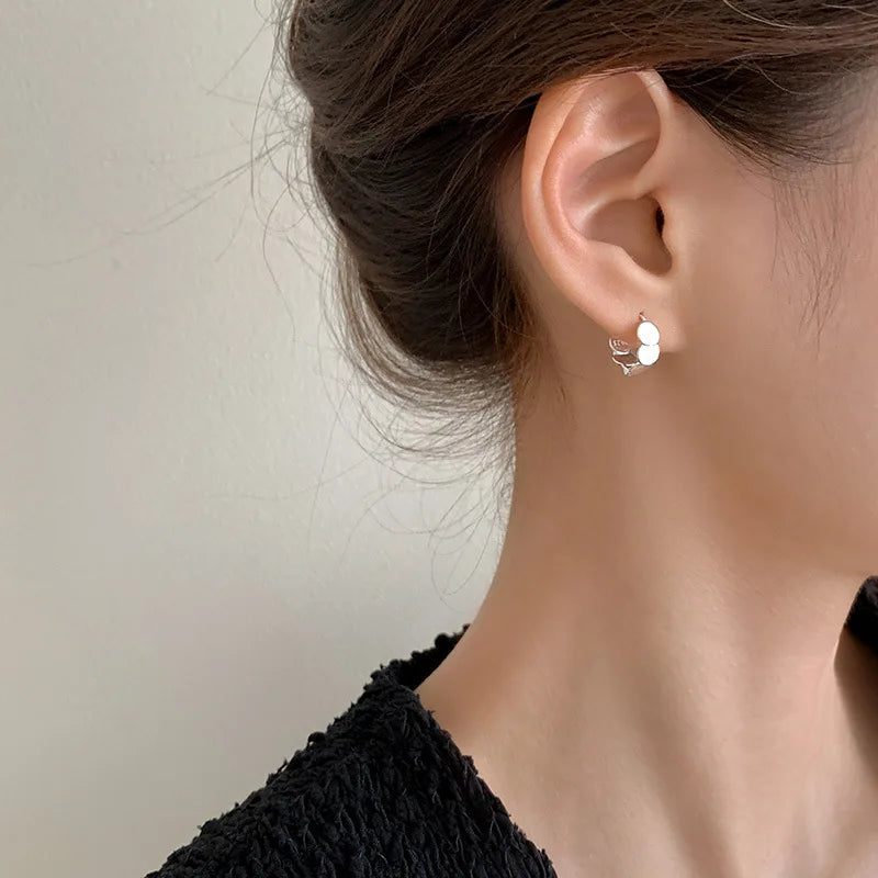 Real 925 Sterling Silver Gisc Geometric Hoop Earrings For Women Classic Fine Jewelry Minimalist Accessories