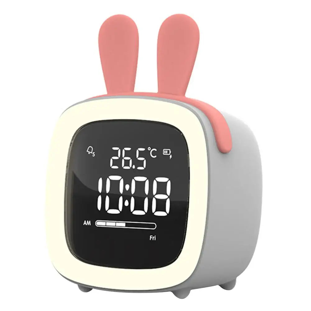 Cartoon Rabbit Deer Ear Alarm Clock Rechargeable Digital Display LED Nigh Light Table Clock Wall Clock Living Room LED Clock