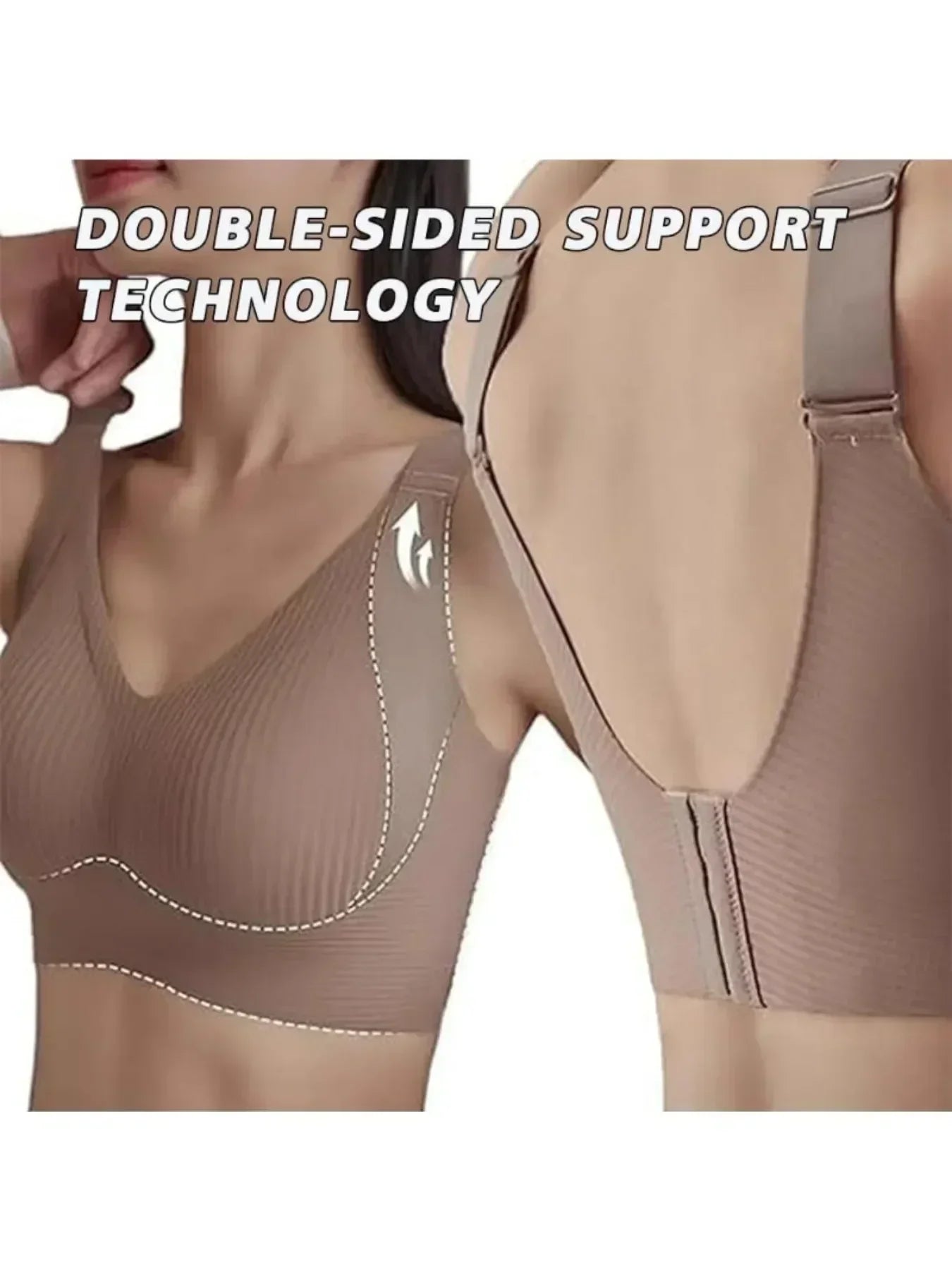 Wireless Bra for Women 2025 – No Underwire, Solid Color, 4-Row Hooks, Anti-Sag Support