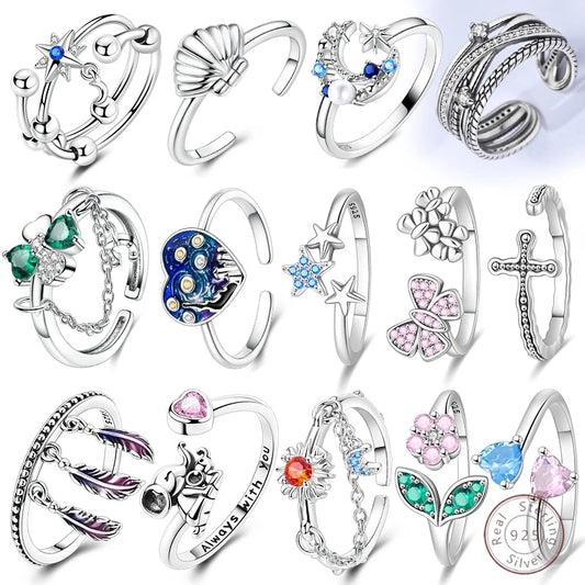 New 925 Sterling Silver Open Ring Hollow Rose Infinite Love Simple Ring Women Wedding Engagement Party Jewelry Gift