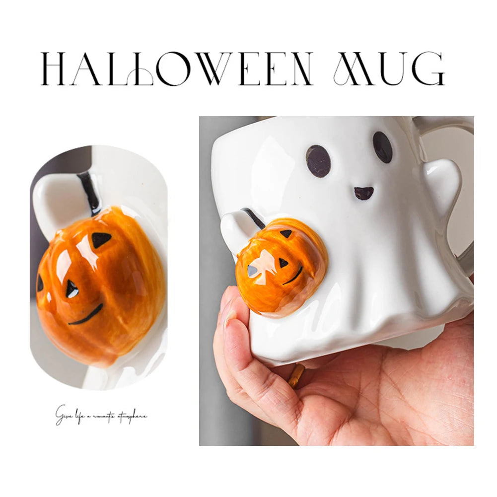 Halloween Ghost Coffee Mug Cute Cartoon Ghost Mug Ghost Shaped Mug Halloween Novelty Gift for Your Loved Ones