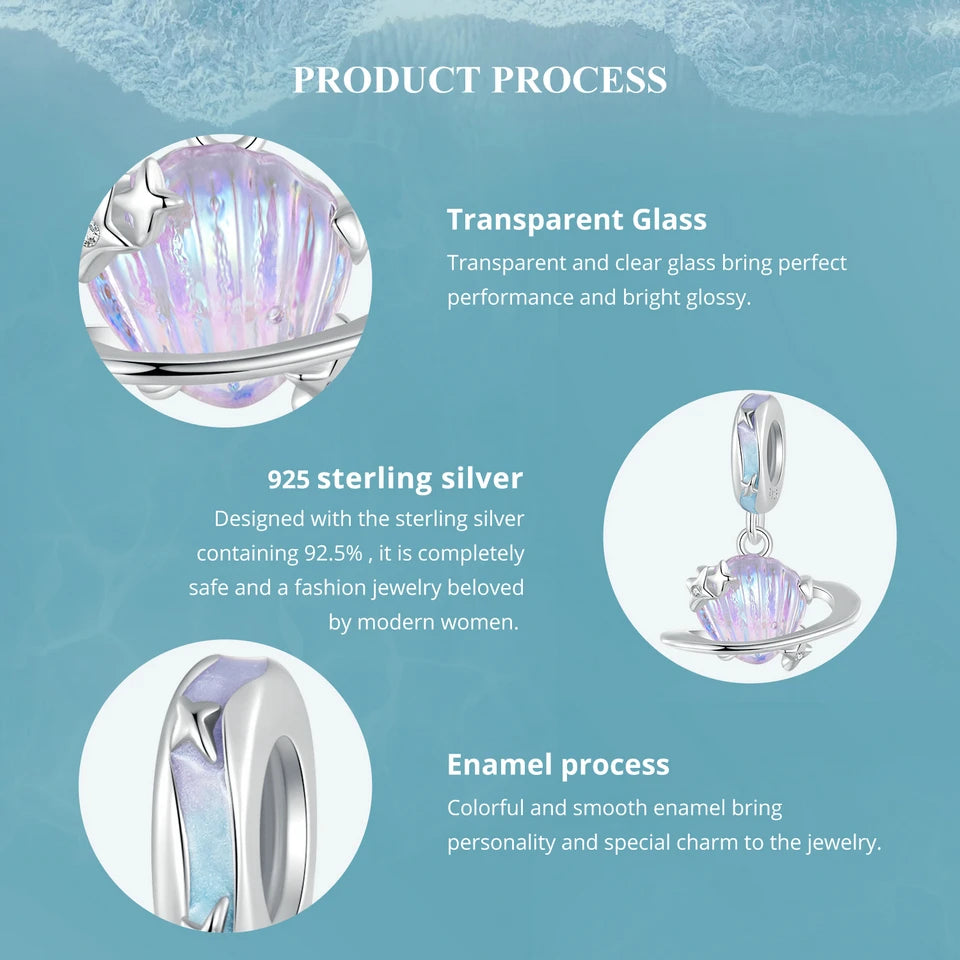 Bamoer 100% 925 Sterling Silver Romantic Crystal Butterfly Iris Charm For Women Fit Bracelet DIY Necklace Fine Jewelry Gift