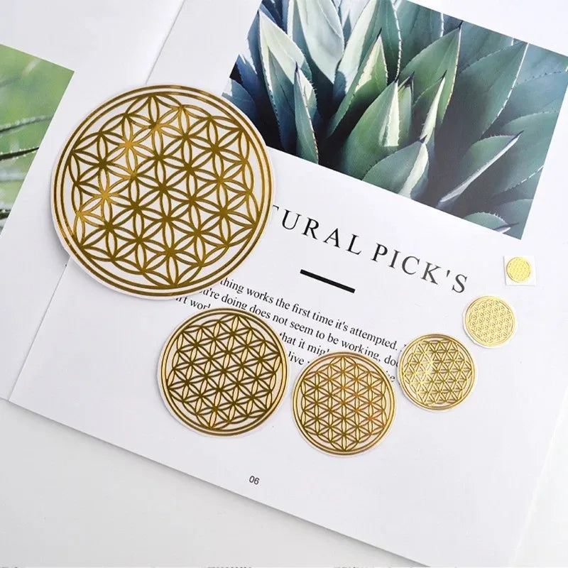 6PCS/Lot Flower of Life Copper Energy Stickers Phone Case Sticker Crafts DIY Jewelry Making