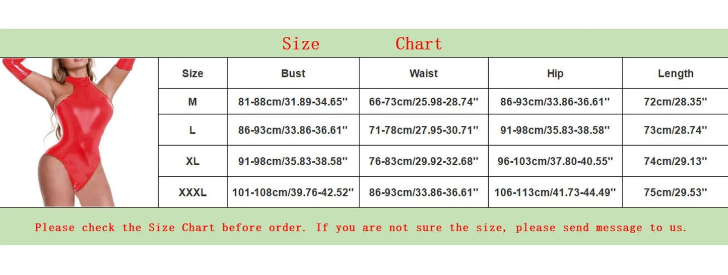 Sexy Patent Leather Bodysuit For Women