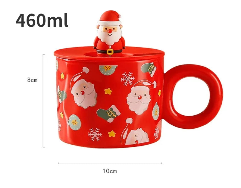 Christmas Creative Ceramic Mug Santa Claus Coffee Mugs High Beauty Drinkware Breakfast Milk Cpus Couple Water Cup Kawaii Gift