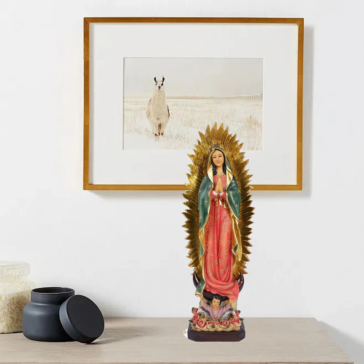 1PC 8 inch our lady of virgin mary statues Guadalupe Resin sculpture Ideal Gift for Religious Indoor Decoration