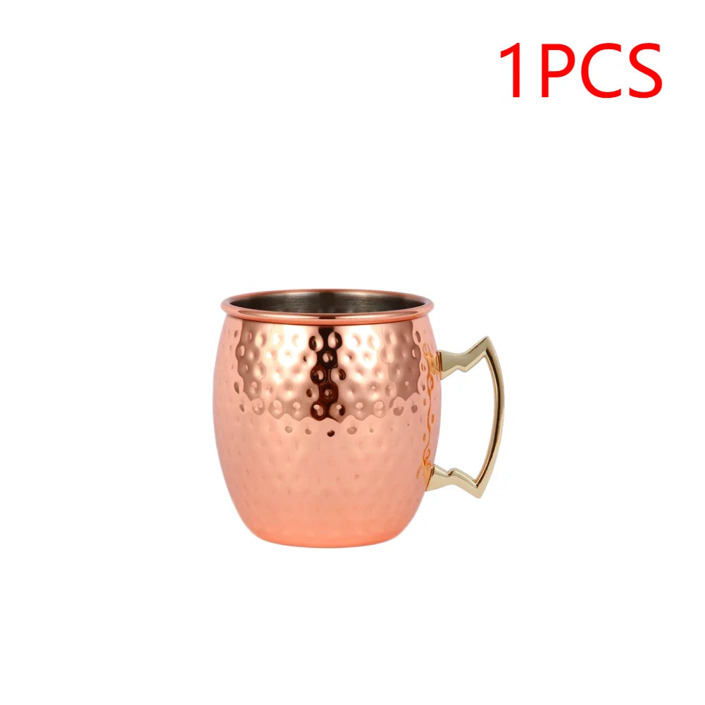 Moscow Mule Copper Mugs Metal Beer Cup Stainless Steel Copper Goblet Cocktai Wine Coffee Cup Champagne Party Bar Drinkware Tools