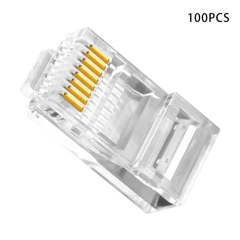 50PCs 100PCs Cat6 Connector RJ45 Connector Network Unshielded RJ45 Perforated Crystal Head Network Cable