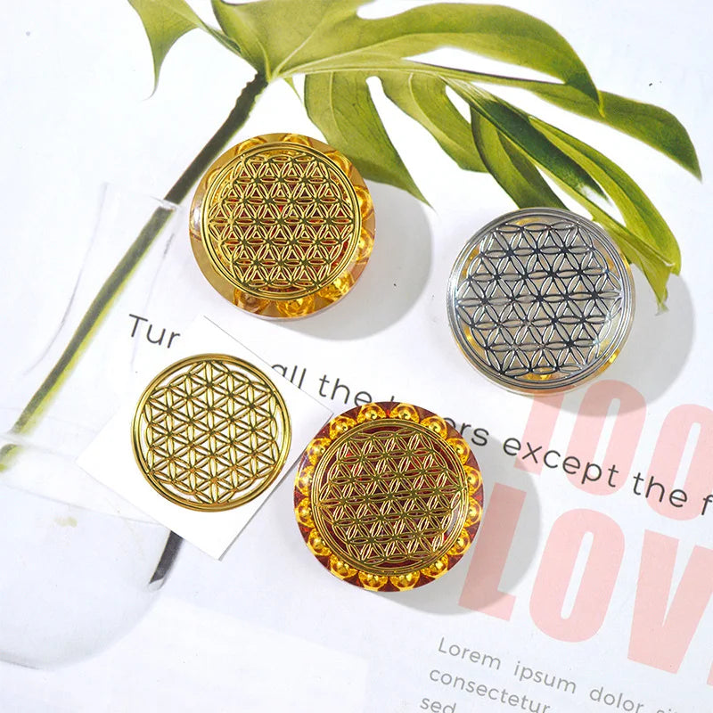 6PCS/Lot Flower of Life Copper Energy Stickers Phone Case Sticker Crafts DIY Jewelry Making