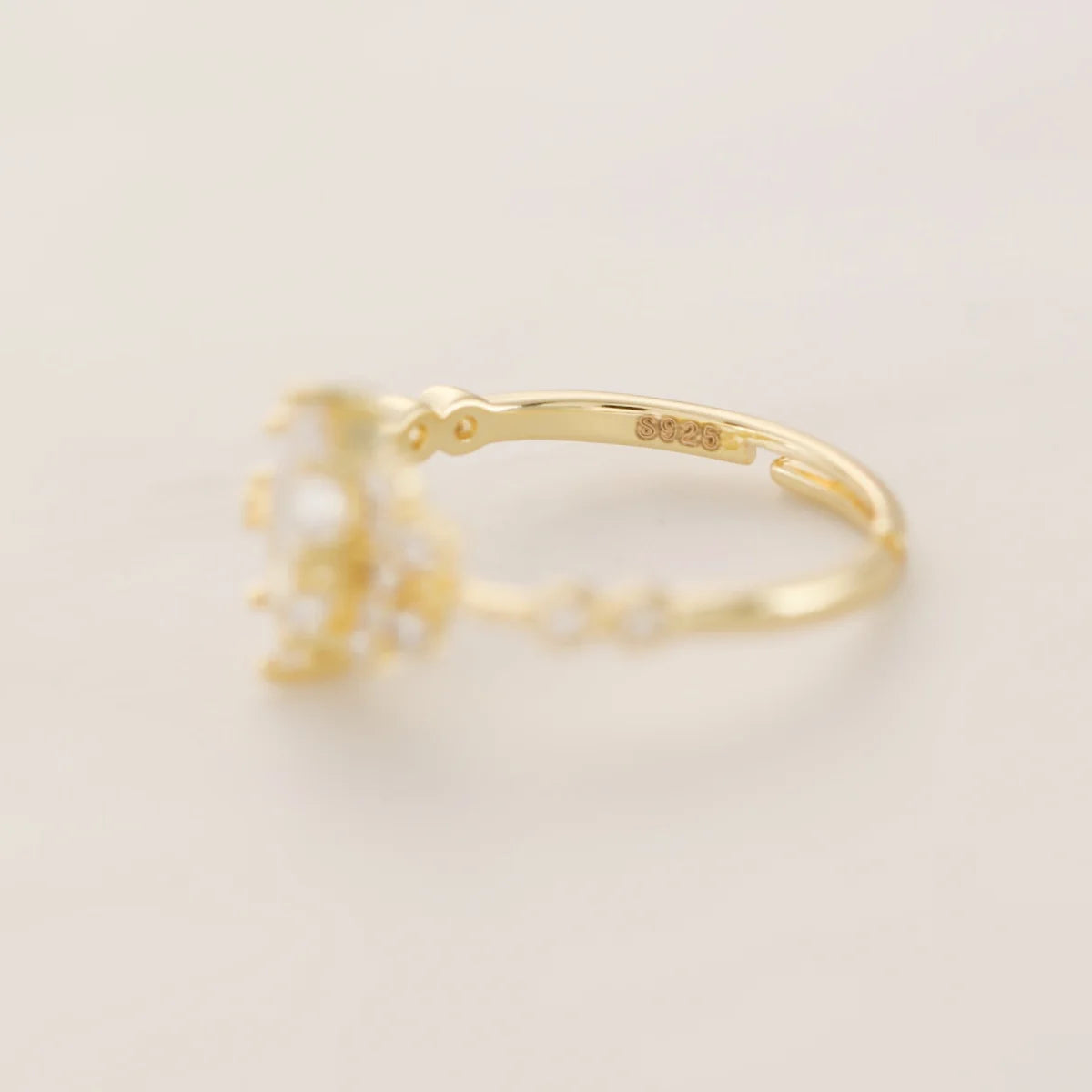 925 Sterling Silver Open Ring for Women 14K Gold Plated Boho Shiny Artificial crystal and Cubic Zirconia Daily Wear Fine Jewelry