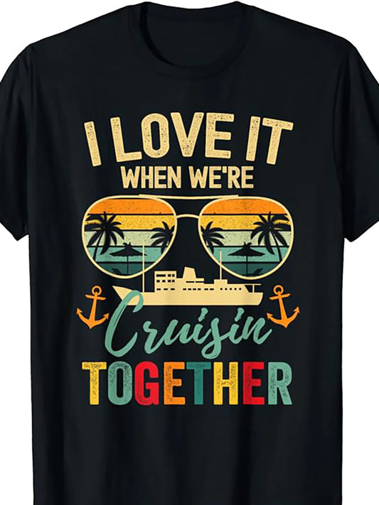 1pc Men'S Cruise Squad 2025 Printed T-Shirt