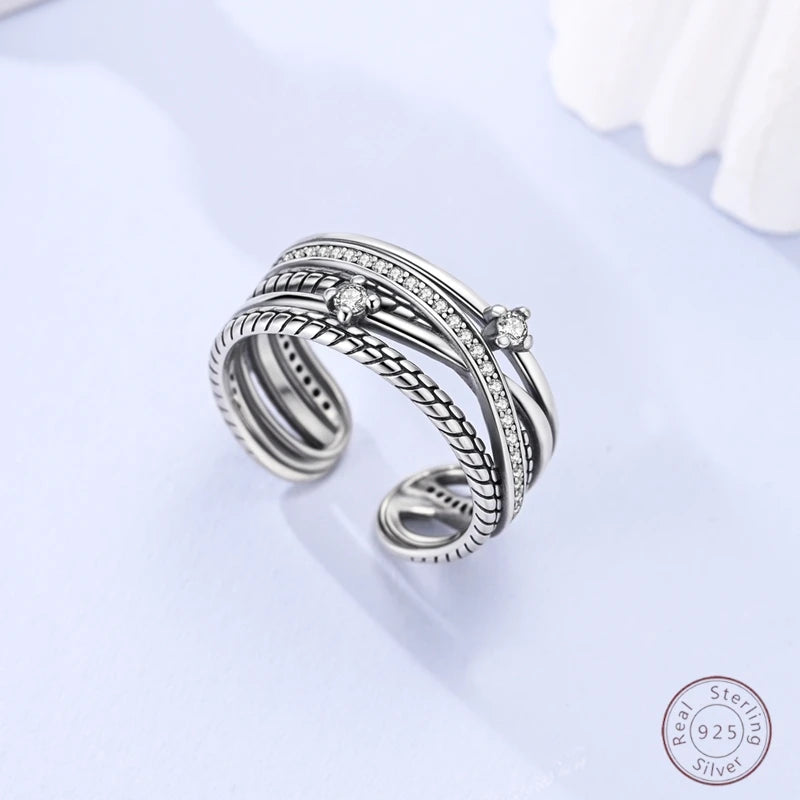 New 925 Sterling Silver Open Ring Hollow Rose Infinite Love Simple Ring Women Wedding Engagement Party Jewelry Gift