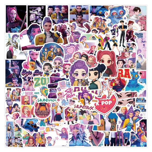 A50/55/60Pcs KPop Demon Hunters Stickers KPop Demon Hunters DIY Stickers Scrapbooking Phone Luggage Skateboard Waterproof Decals