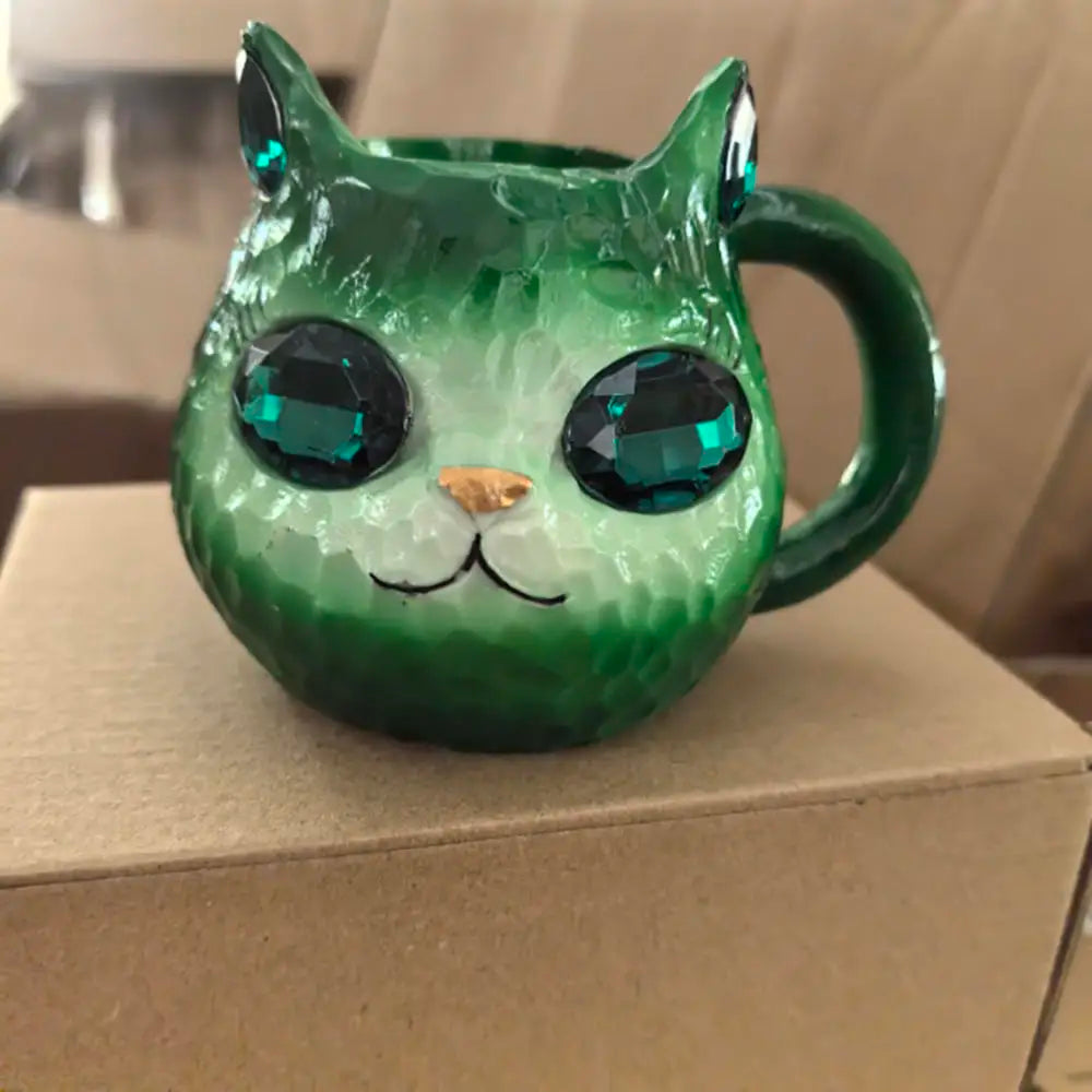 Cat Mineral Crystal Coffee Mugs Handmade Resin