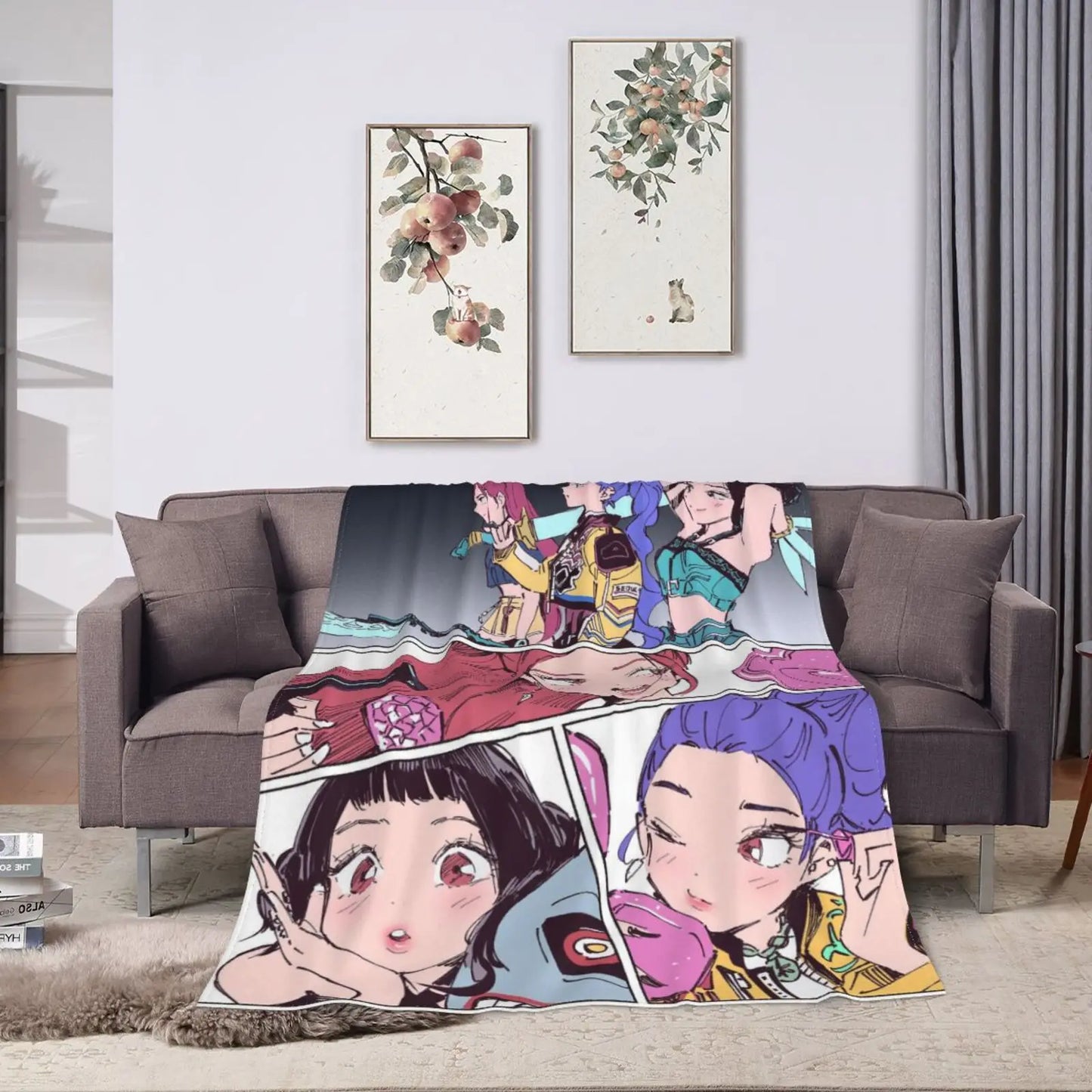 Huntrix kpop Demon Hunters Plush Blanket Girls Flannel Throw Blanket