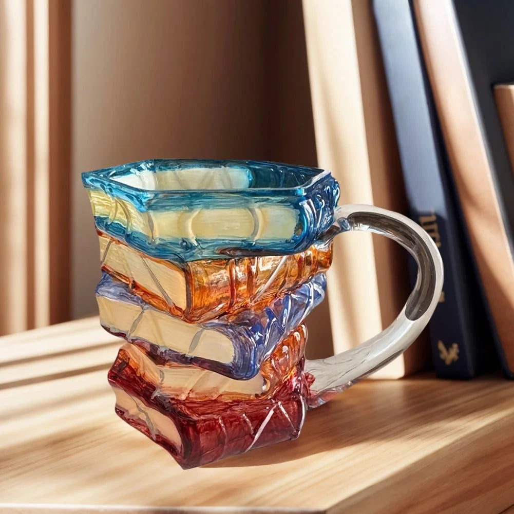 3D Painted Book Mug Wear Resist Creative Book-Shaped Drinkware Multi-Purpose Novelty Water Mug for Beer Wine Juice Tea Coffee