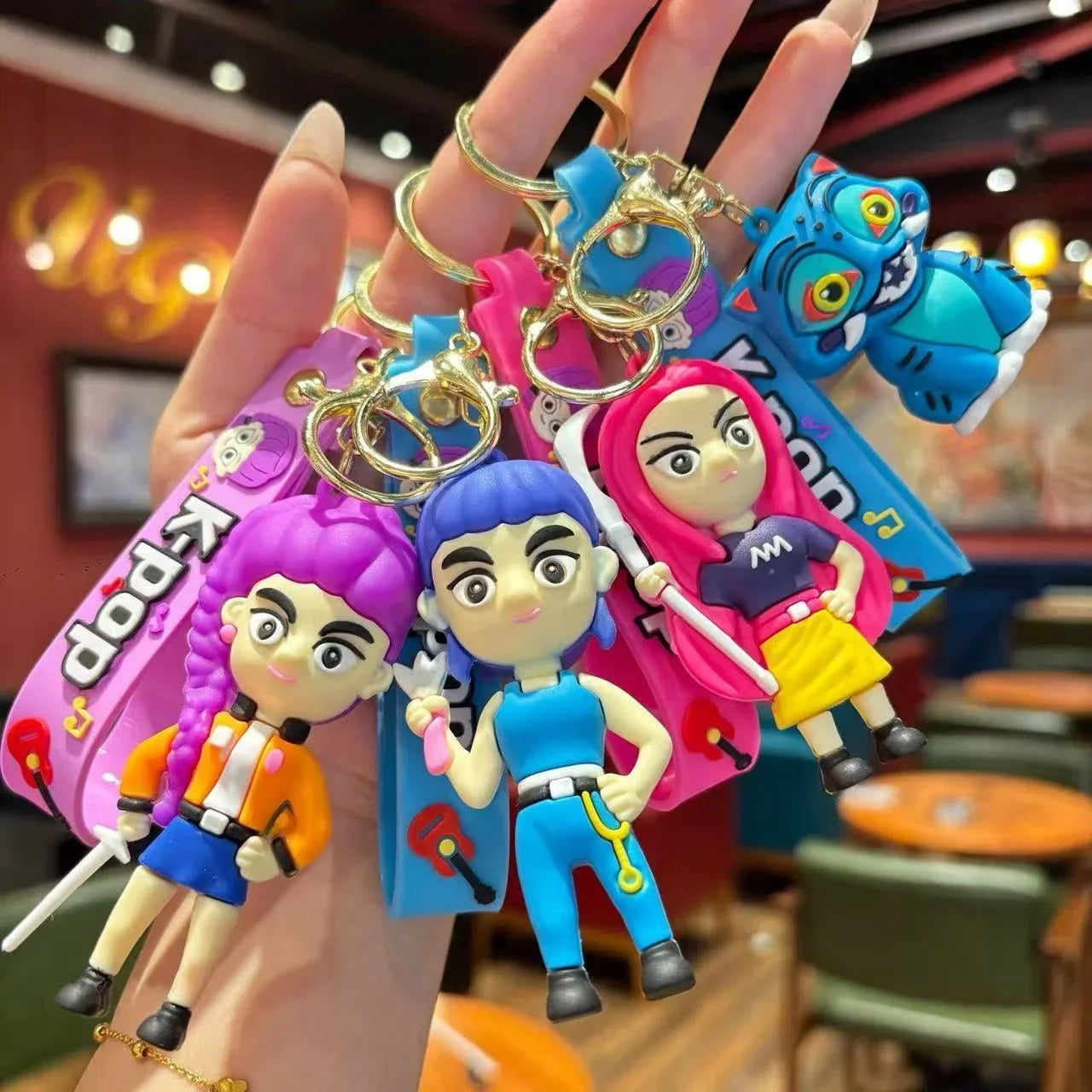 Super popular KPop Devil Hunter Peripheral Widget Rumi Mira Zoe PVC Keychain Backpack Decoration Widget Accessories Toys