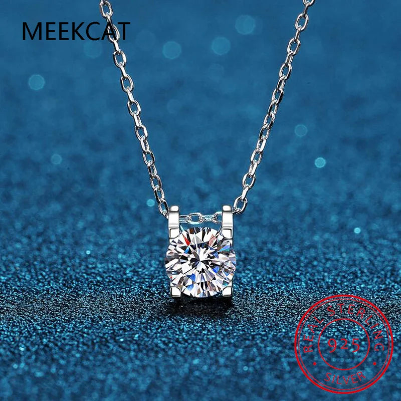 925 Sterling Silver 2ct Moissanite Diamond Necklace VVS1 D Color Pendant Necklace Wedding Jewelry for Women Girls Gift