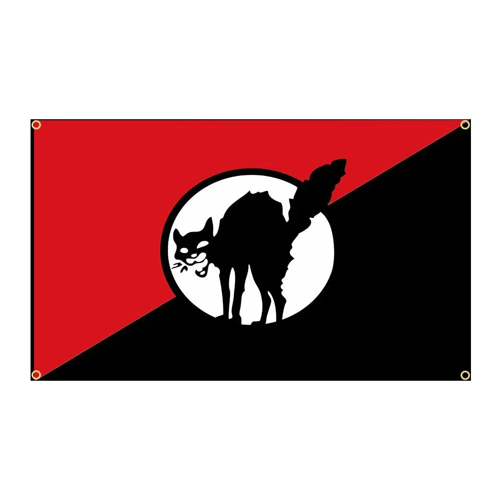 Banner 90x150cm 3x5 Ft Anarchist Black Cat Flag for Decor Anarchy Star Flag(Anarchy Flag)