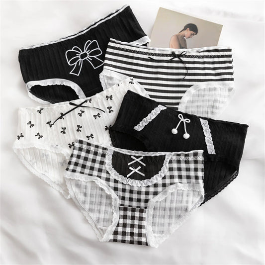 3PCS/set Cotton Bar Girl Panties Butterfly Sexy Design Unique Mid Waist Women Briefs Breathable Girls Underwear Soft Lingerie
