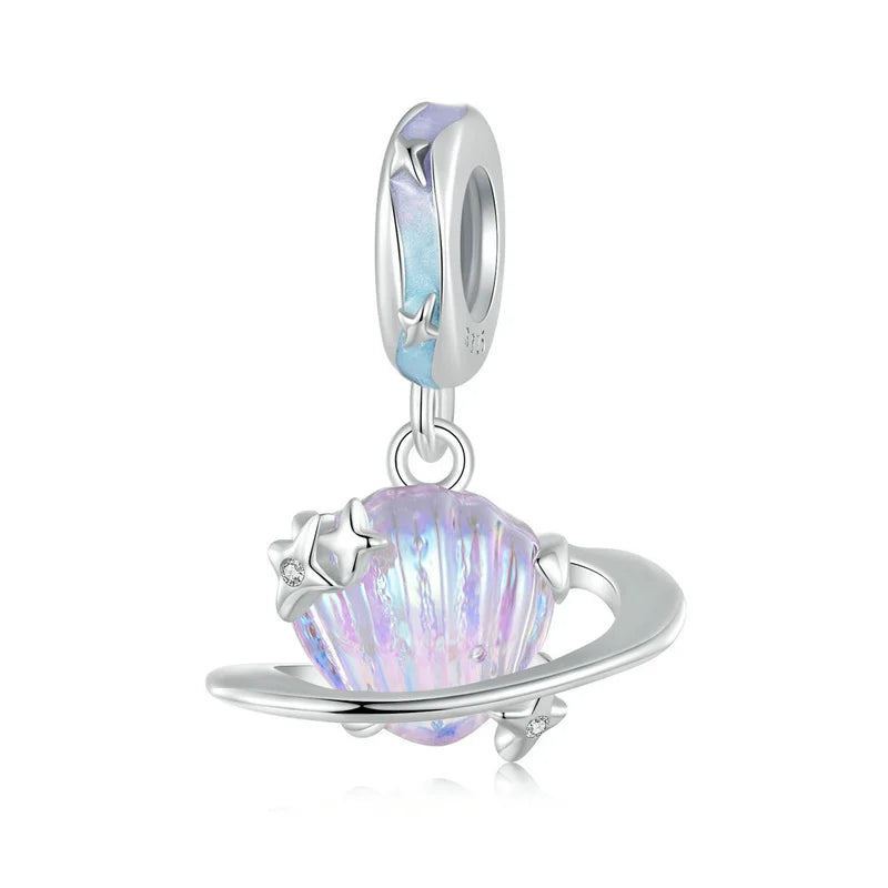 Bamoer 100% 925 Sterling Silver Romantic Crystal Butterfly Iris Charm For Women Fit Bracelet DIY Necklace Fine Jewelry Gift