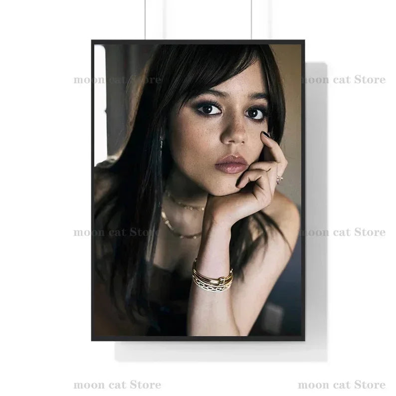 Canvas Painting Wall Art Pictures TV Show Star Actress Jenna Ortega Sexy Portrait Poster Popular Teenage Dorm Home Decor