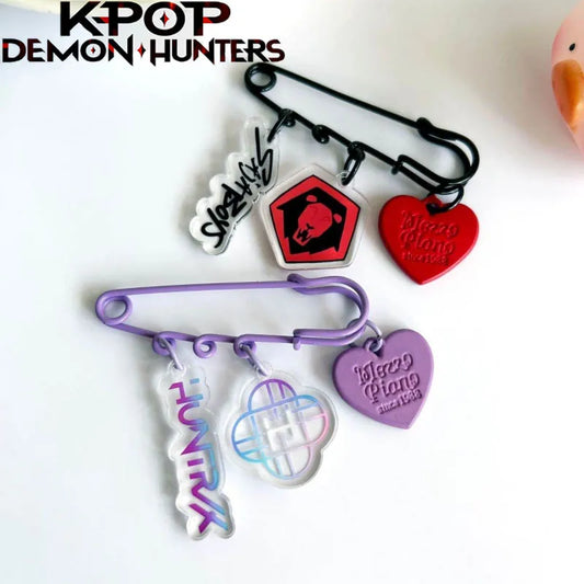 Anime Movie KPop Demon Hunters HUNTR/X Saja Boys Cosplay Keychain Brooch Acrylic Pin Pendant Key Chain Keyring Accessories Gift