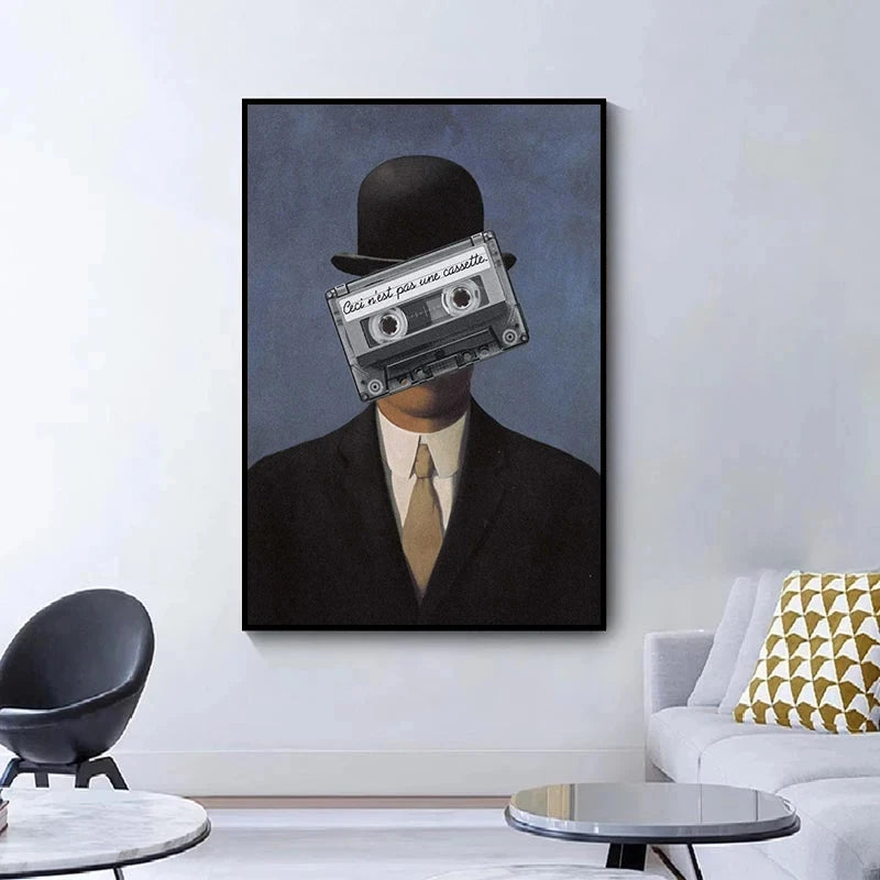 Tape Collage Canvas Painting Shy Girl Poster and Print The Classy Kiss Wall Art Picture for Living Room Home Wall Decoration