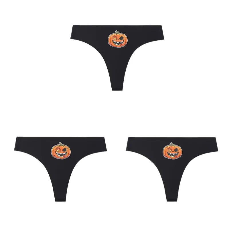 3PCS Halloween Women's Panties Charming Thongs Female Breathable Soft Sexy Lingerie