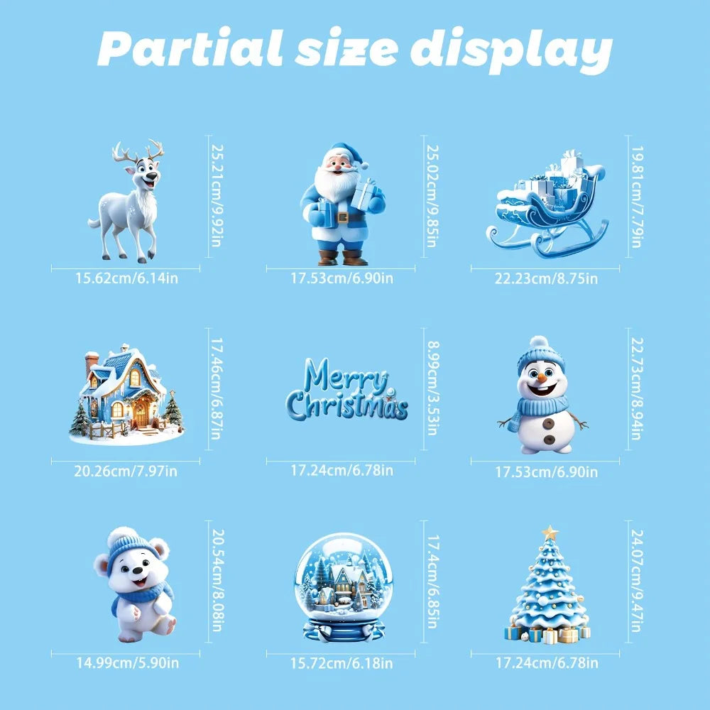 Christmas Festive Window Clings 9 Sheets/110pcs Merry Christmas Stickers for Glass Windows - Snowflake, Reindeer, Santa