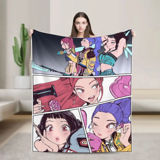 Huntrix kpop Demon Hunters Plush Blanket Girls Flannel Throw Blanket