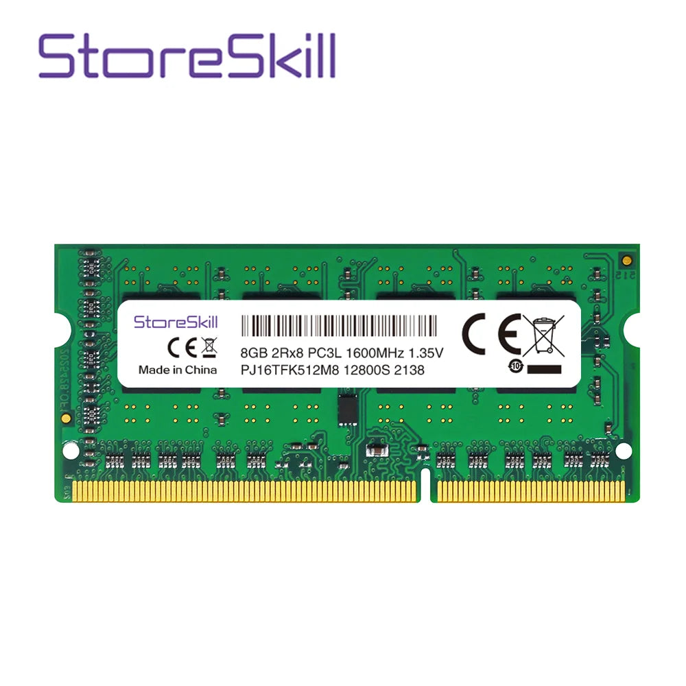 StoreSkill  Memory DDR3L Notebook 4GB 8GB 10600 1333 12800 1600 for DDR3 Laptop Ram SODIMM Memoria