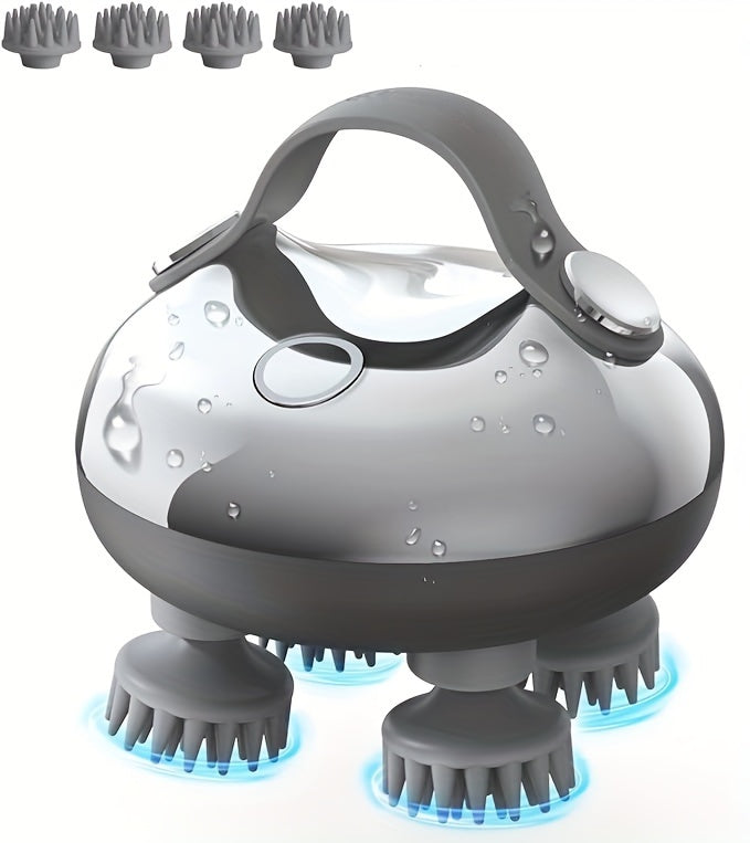 1pc XSEN Rechargeable Electric Scalp Massager, Handheld with 8 Detachable Claws, 3 Speeds, 2 Modes, USB Charging, Lithium Polymer Battery, Portable for Relaxation, Suitable for Women, Men, Pets