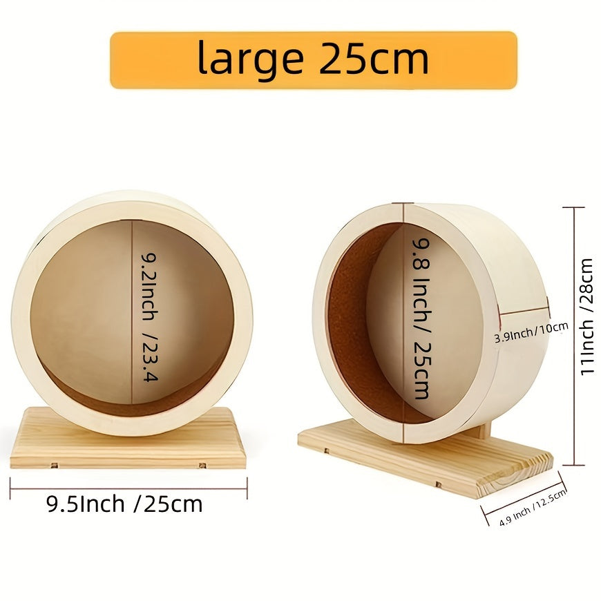 Silent Wooden Hamster Exercise Wheel - Ideal For Small Pets Like Hamsters, Gerbils, Mice, And Guinea Pigs - Promotes Healthy Exercise And Mental Stimulation