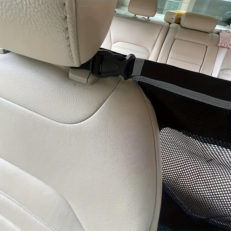1pc Premium Pet Car Safety Net Barrier - Durable & Easy Install - Keeps Pets Secure in Backseat