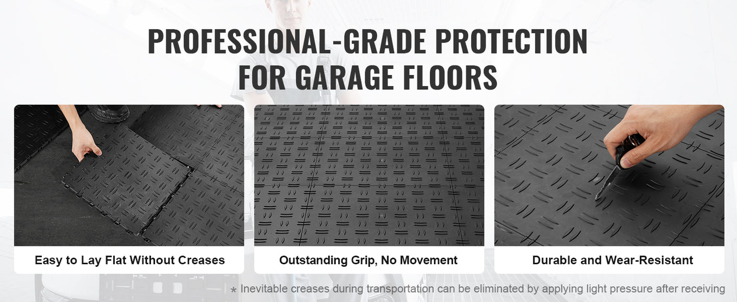 SucceBuy Garage Tiles Interlocking 12in 25/50Pcs Garage Floor Covering Tiles Non-Slip Double-Sided Texture for Garages Repair