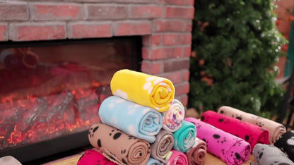 Keep Your Furry pets Cozy with this 6-Pack of Warm Paw Print Dog Blanket Bed Covers!
