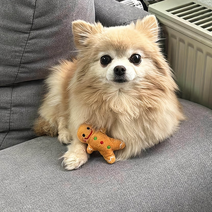 Adorable Christmas Gingerbread For Man Plush Toy - Soft, Cuddly, and Durable Fabric Construction for Pets, Perfect for Interactive Play, Chewing, and Snuggling - Ideal Holiday Gift for Pet Lovers