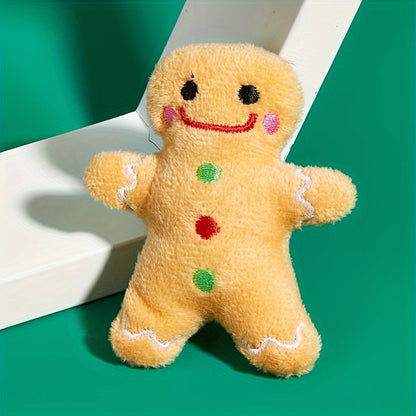 Adorable Christmas Gingerbread For Man Plush Toy - Soft, Cuddly, and Durable Fabric Construction for Pets, Perfect for Interactive Play, Chewing, and Snuggling - Ideal Holiday Gift for Pet Lovers