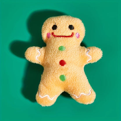 Adorable Christmas Gingerbread For Man Plush Toy - Soft, Cuddly, and Durable Fabric Construction for Pets, Perfect for Interactive Play, Chewing, and Snuggling - Ideal Holiday Gift for Pet Lovers