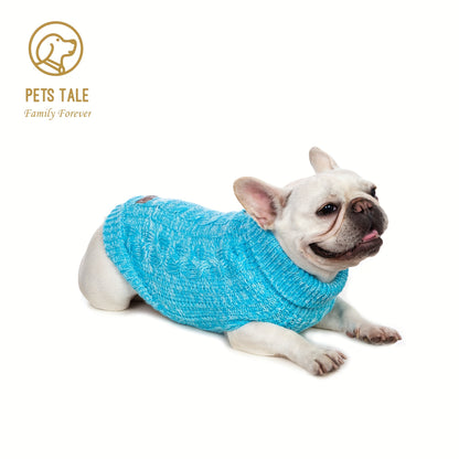 PETS TALE Dog Sweater Cable-Knit Pullover with Chain Detailing & Tag - Machine Washable Cozy Winter Sweater for Small, Medium & Large Breeds, Navy Blue, Dog Sweater for Small Dogs, Durable Petwear