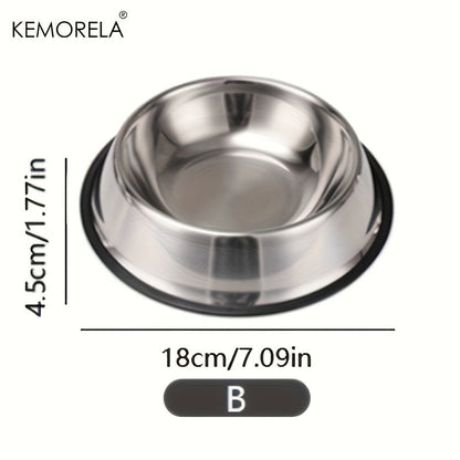 Stainless Steel Pet Bowls, Anti-Slip Rubber Rings, Pet Food Bowls, Cat Bowls, Dog Bowls, Drinking Basins, Pet Supplies, Suitable for Pets Of Different Sizes
