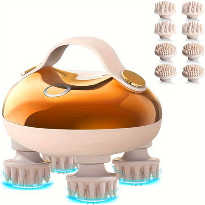 1pc XSEN Rechargeable Electric Scalp Massager, Handheld with 8 Detachable Claws, 3 Speeds, 2 Modes, USB Charging, Lithium Polymer Battery, Portable for Relaxation, Suitable for Women, Men, Pets