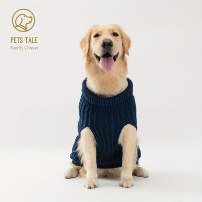 PETS TALE Dog Sweater Cable-Knit Pullover with Chain Detailing & Tag - Machine Washable Cozy Winter Sweater for Small, Medium & Large Breeds, Navy Blue, Dog Sweater for Small Dogs, Durable Petwear