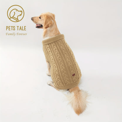 PETS TALE Dog Sweater Cable-Knit Pullover with Chain Detailing & Tag - Machine Washable Cozy Winter Sweater for Small, Medium & Large Breeds, Navy Blue, Dog Sweater for Small Dogs, Durable Petwear