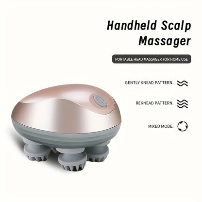 Handheld Scalp Massager, Electric Scalp Massager with 4 Massage Claws, Portable Head Massager for Relaxation and Hair Growth, Suitable for Both Humans and Pets!