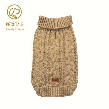 PETS TALE Dog Sweater Cable-Knit Pullover with Chain Detailing & Tag - Machine Washable Cozy Winter Sweater for Small, Medium & Large Breeds, Navy Blue, Dog Sweater for Small Dogs, Durable Petwear